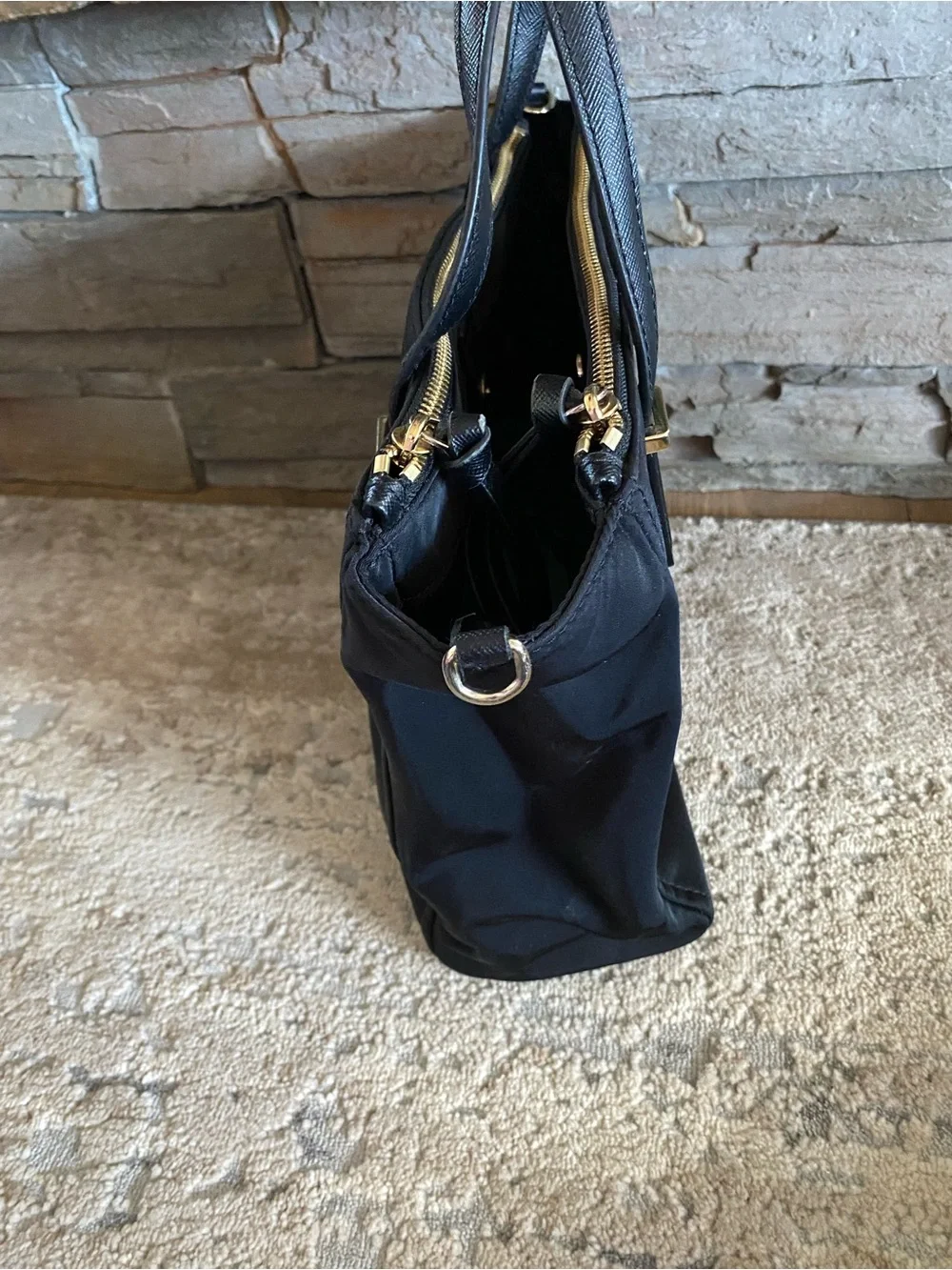 kate spade New York Wilson Road Alyse Satchel Black Tote Bag Nylon Purse Handbag